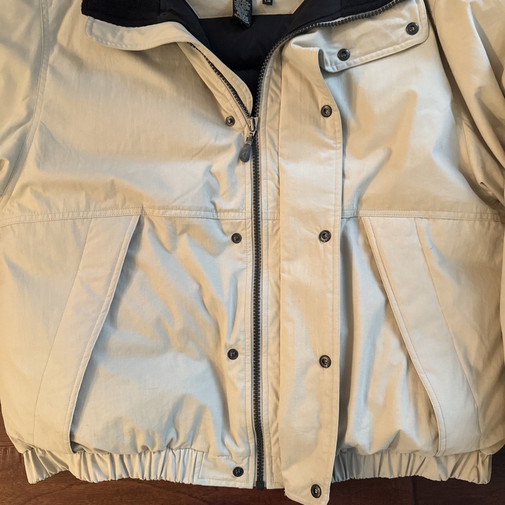 Eddie Bauer Mens Tan Goose Down Puffer Jacket Fleece Collar Vintage Large L - Picture 4 of 12